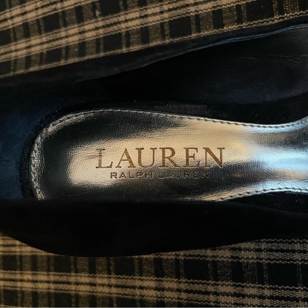LAUREN RALPH LAUREN Black Suede Round Toe Heels Size 6.5B Women's Shoes EUC #625 - Picture 5 of 8